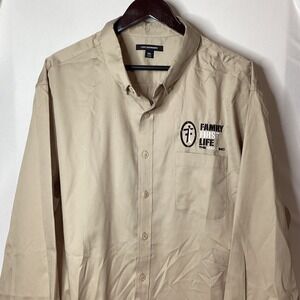 Port Authority Mens 3XL Khaki Button Down Shirt Long Sleeve